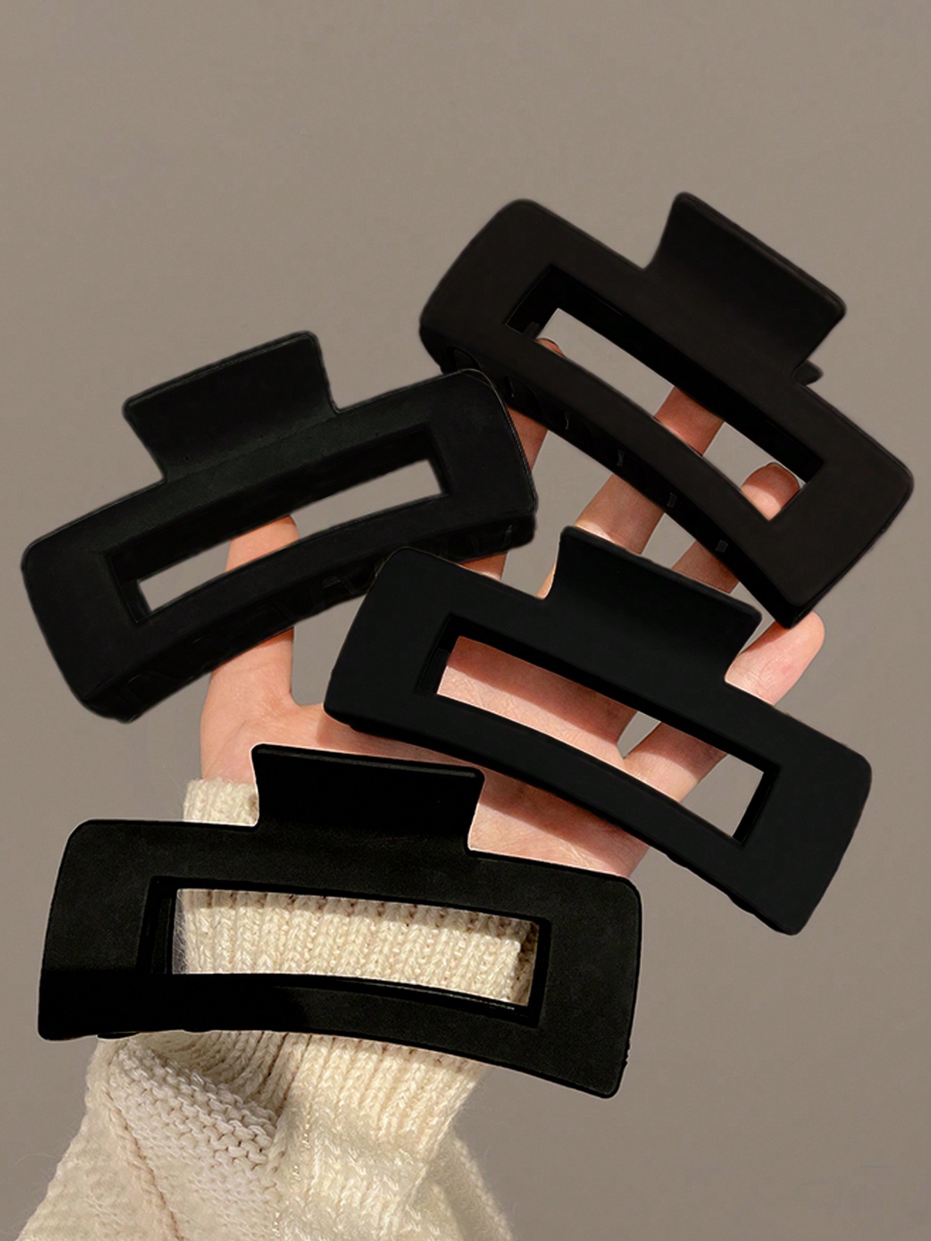 Large Women'S Formal Wear - 4pcs Women Large Black Square Plastic