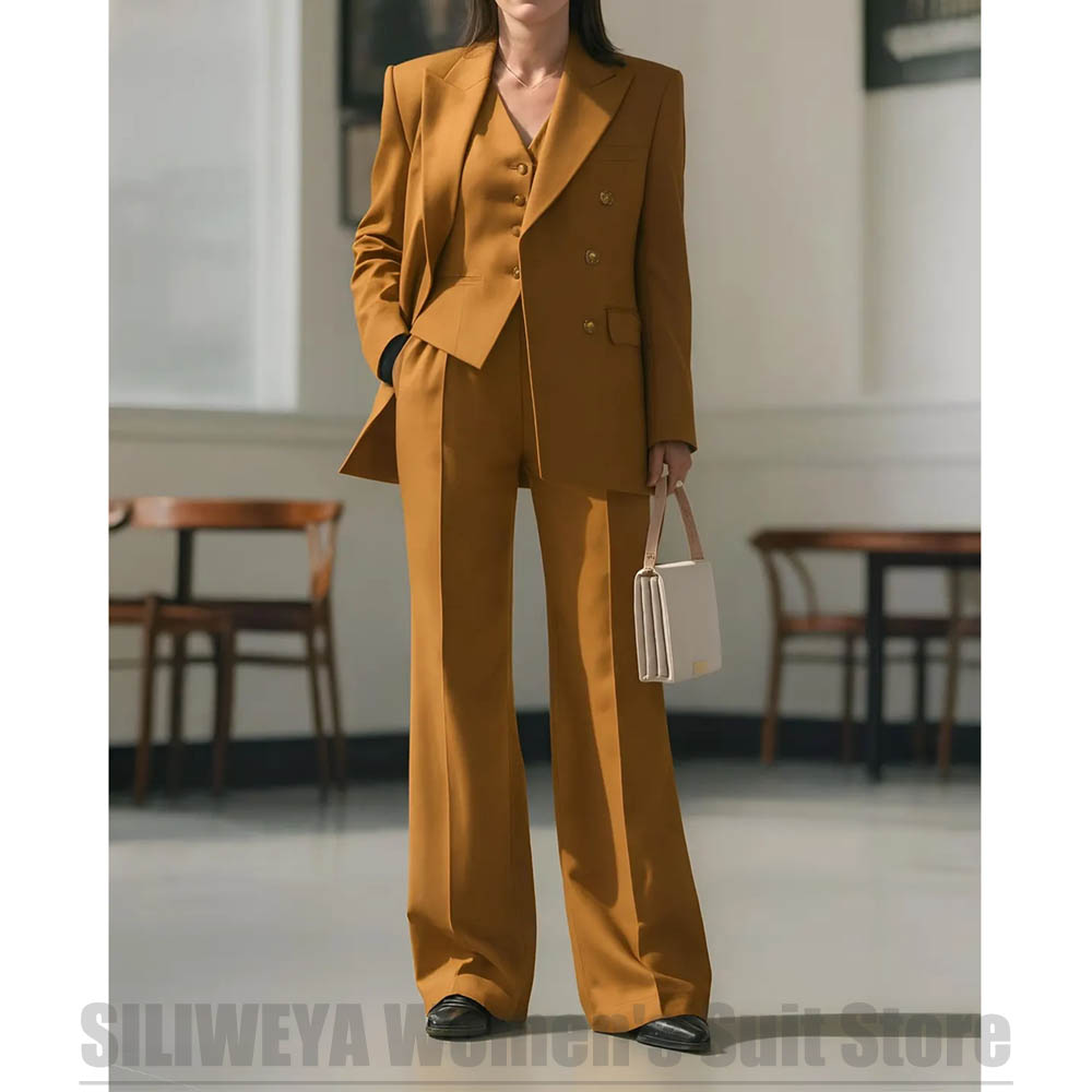 Women Formal Wear Pants - Women's Suit 3 Piece Double Breasted