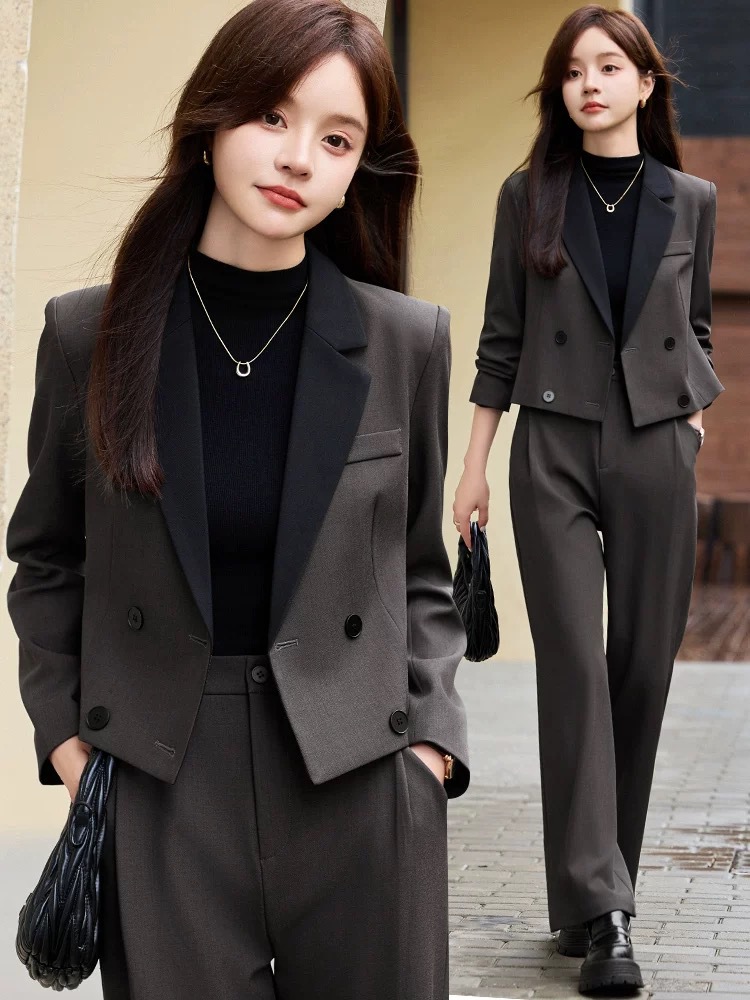Women Formal Wear Pants - Gray short blazer for women, new