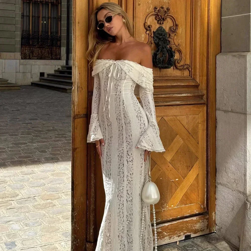 Elderly Women Formal Wear - Oligai Elegant Off The Shoulder Bodycon