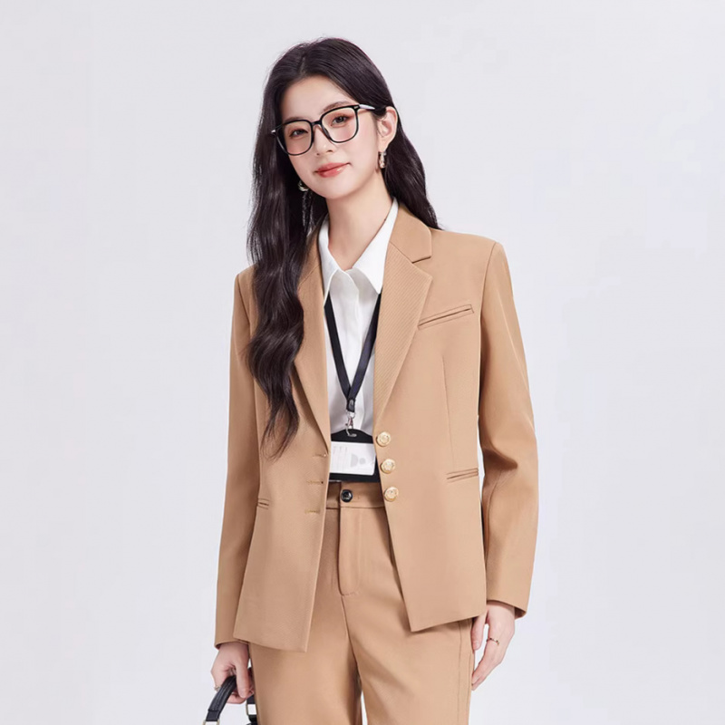 Women Formal Wear Pants - Khaki women's suit set, high-end, casual