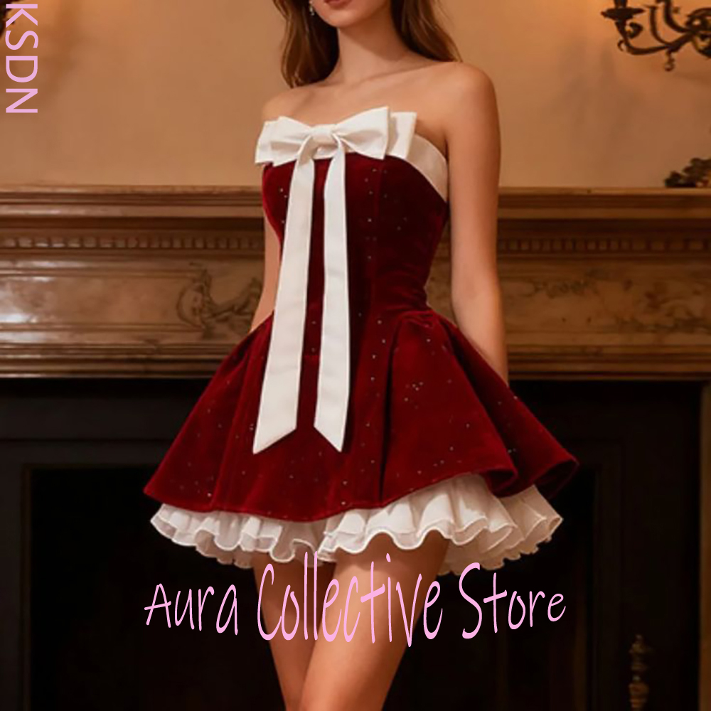 Burgundy Velvet Strapless Wome - Large Women'S Formal Wear avis et prix