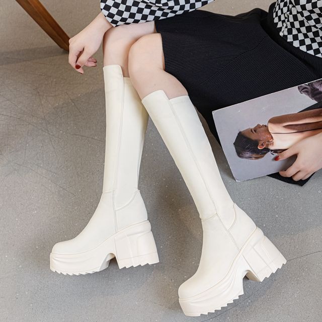 Womens Knee High Thick Sole Wi - Woman Formal Wear avis et prix