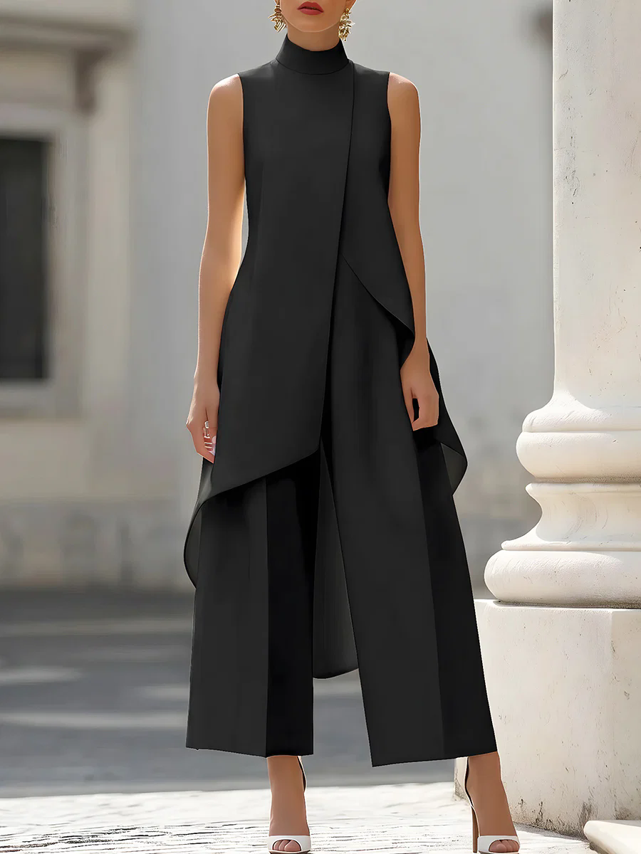Sleeveless High Neck Asymmetri - Women Formal Wear Pants avis et prix