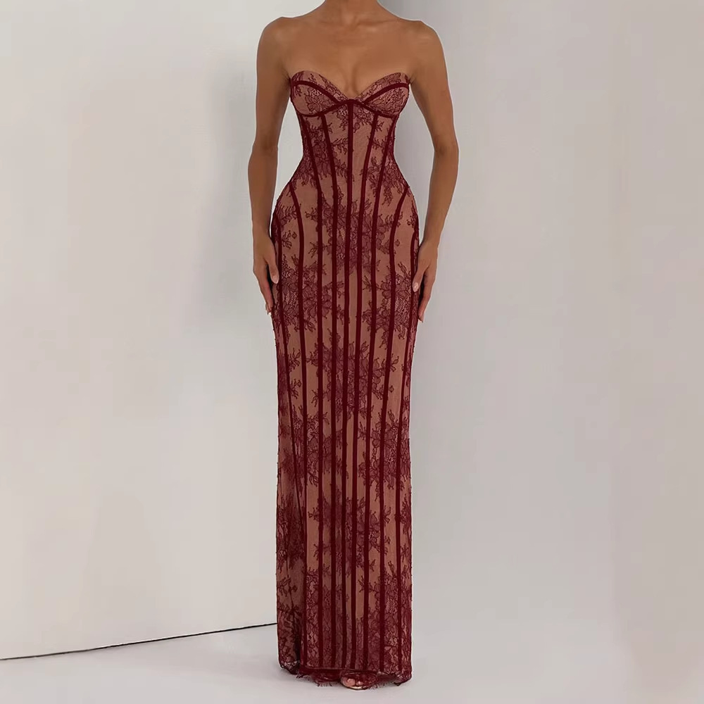 Strapless Bodycon Maxi Dress f - Woman Formal Wear avis et prix